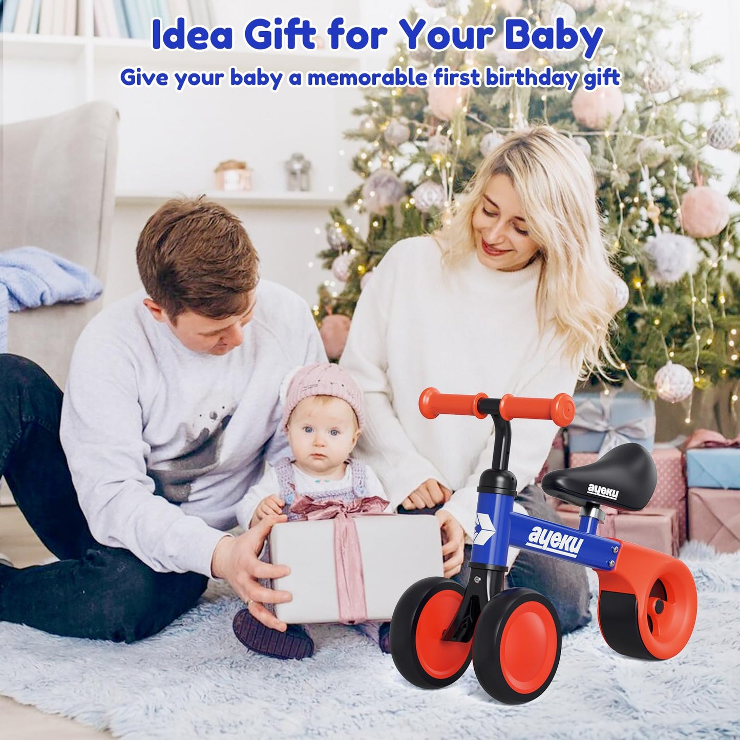 AyeKu Baby Balance Bike, Cute Toddler Bikes 12-36 Months Gifts for 1 Year Old Boy/Girl Bike to Train Baby from Standing to Running,1st First Birthday Gift