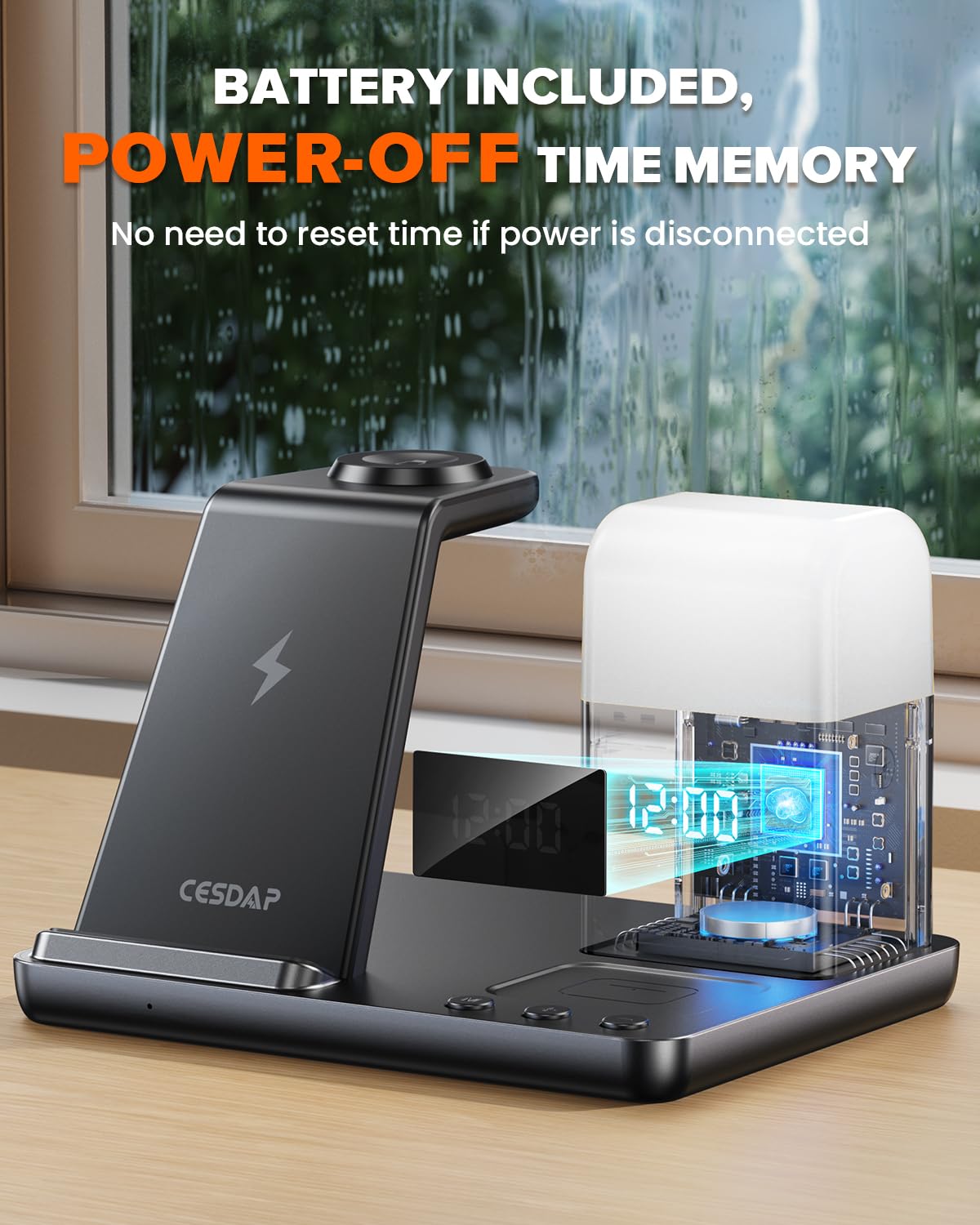 CESDAP 6-in-1 Wireless Charging Station with Alarm