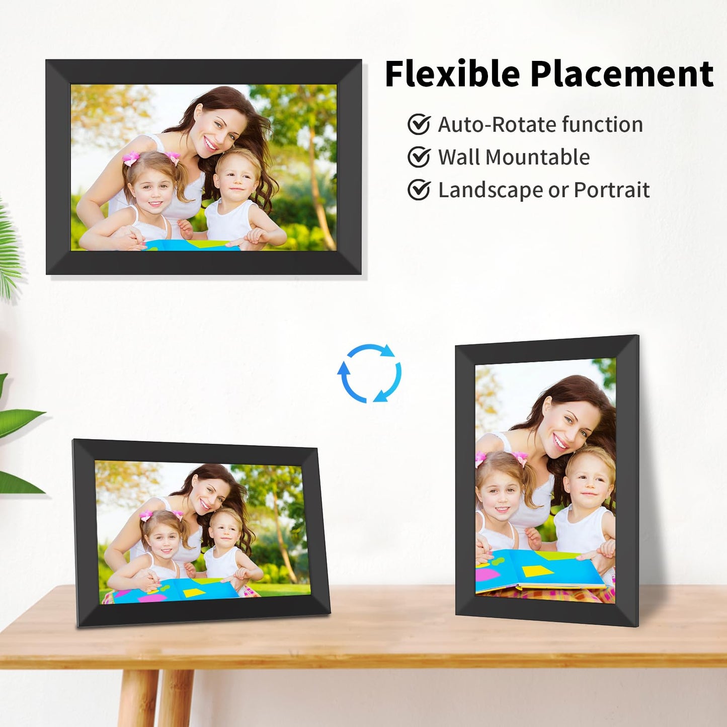 Digital Picture Frame 10.1 Inch WiFi Digital Photo Frame Electronic Picture Frame Slideshow, Built in 16GB Storage, Wall-Mounted, Auto Rotate, Easy to Upload Photos and Video Instantly via Uhale APP