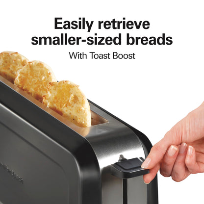 Hamilton Beach Extra Long Slot 2 Slice Toaster with Browning Control, Bagel Function, Cancel Button & Auto Shutoff, Modern Slim Design Fits Any Space, Black (22989)