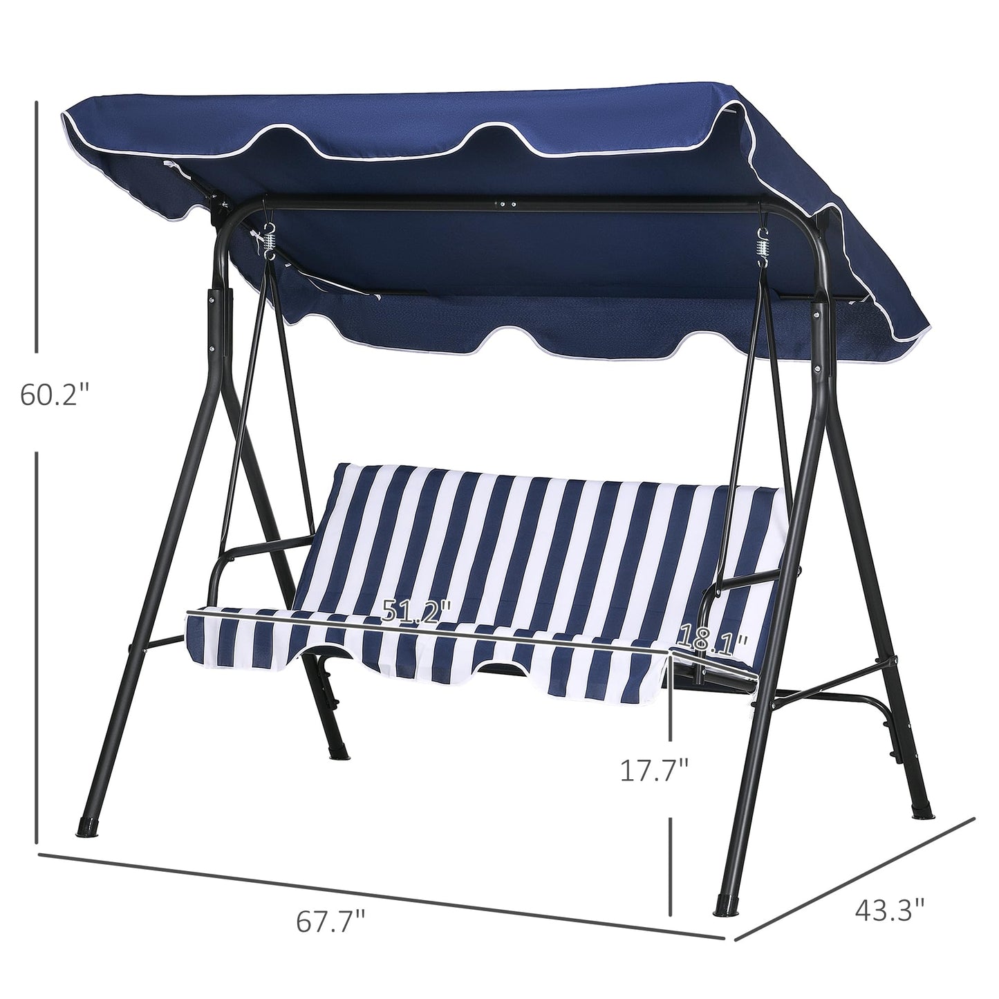 Outsunny 3-Seat Patio Swing Chair with Canopy