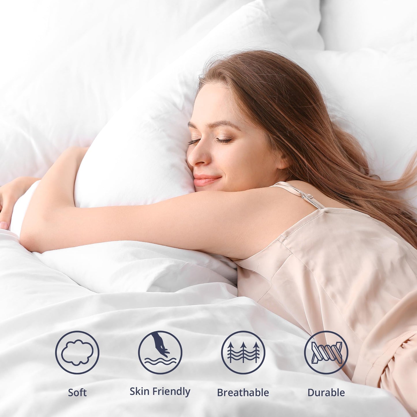 UNIKOME Goose Feather Down Pillows Queen for Side Sleepers White Luxury Hotel Fluffy Pillow Inserts Set of 2 (20"x 30")