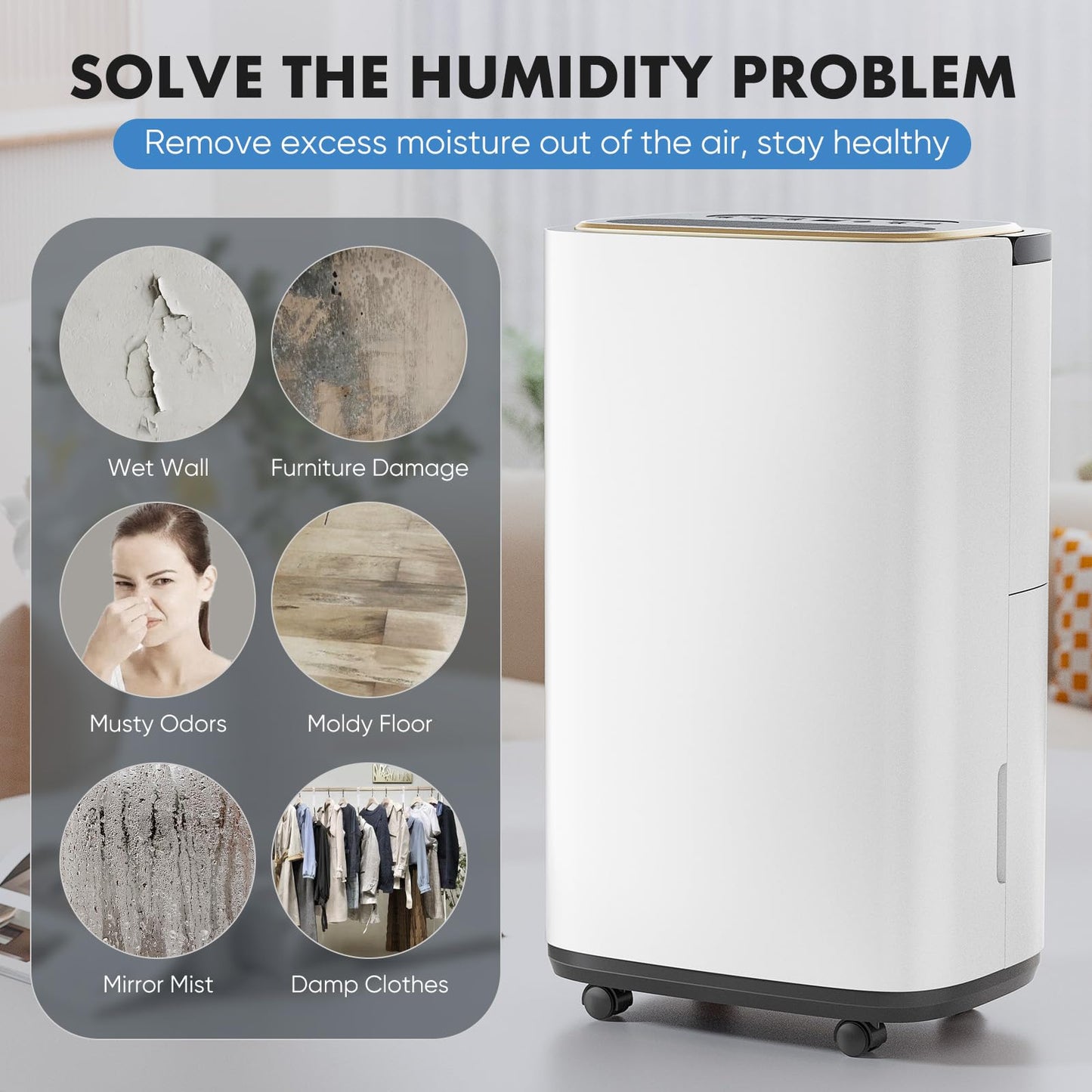 Sweetcrispy 30 Pint Portable Dehumidifier for Home