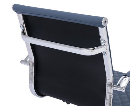 VESCASA Office Guest Chairs with Rhombic Grid Design Back, Faux Leather Reception Chairs with Arms for Meeting/Waiting/Conference Room with Chrome Metal Sled Base, Set of 4, Navy Blue