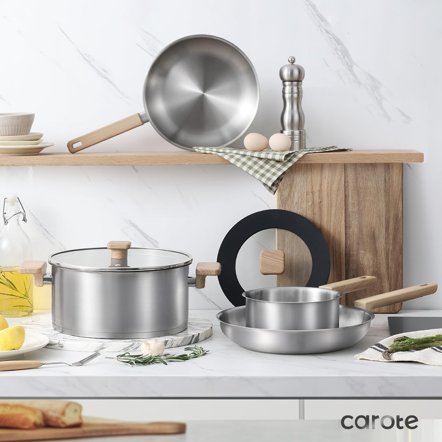 10-Piece CAROTE Stainless Steel Cookware Set