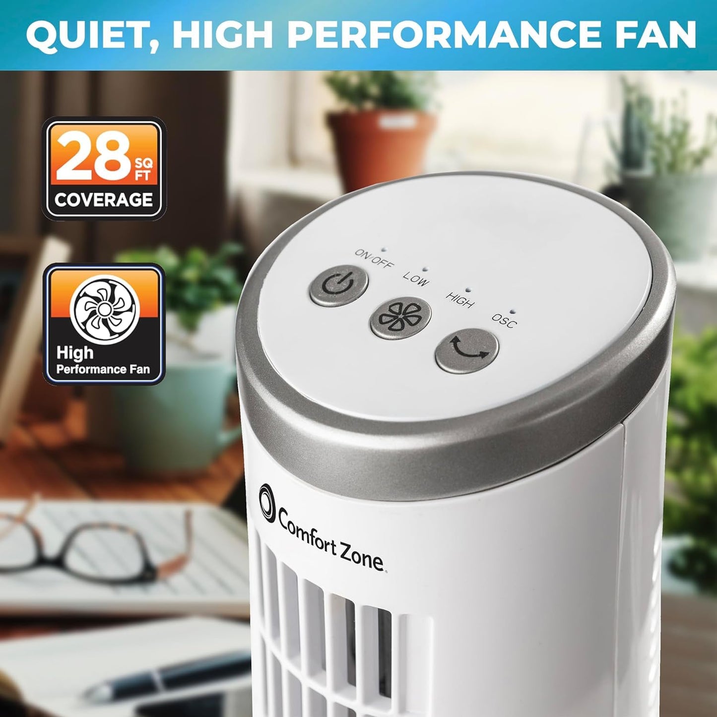 12 Inch Comfort Zone Oscillating Tower Fan