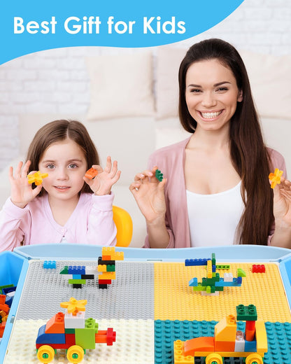 Kids Activity Table with 320Pcs Building Blocks