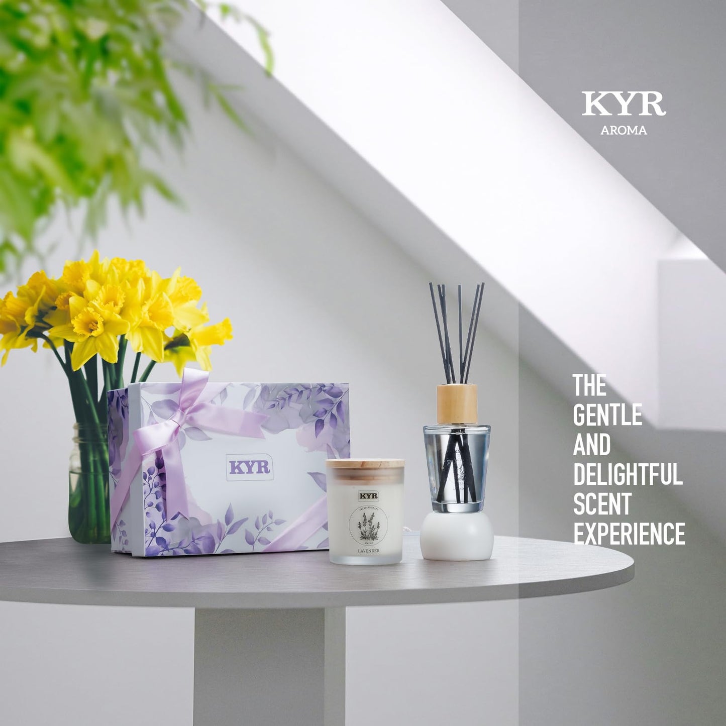 Gifts for Women - Scented Candles& Reed Diffusers for Home, Scent Fragrance Set for Bedroom Bathroom Home Décor(Lavender)