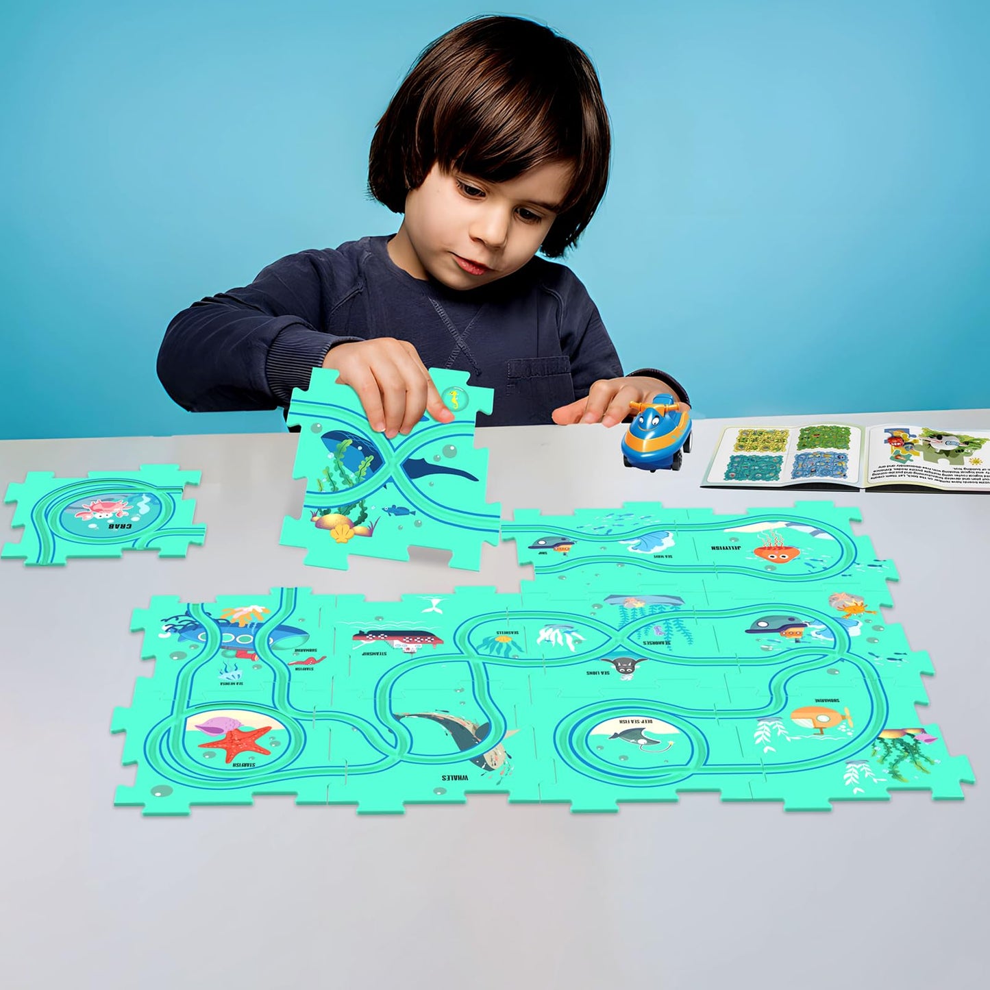 Kids Puzzle Rail Car Play Set for Toddlers