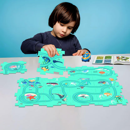 Kids Puzzle Rail Car Play Set for Toddlers