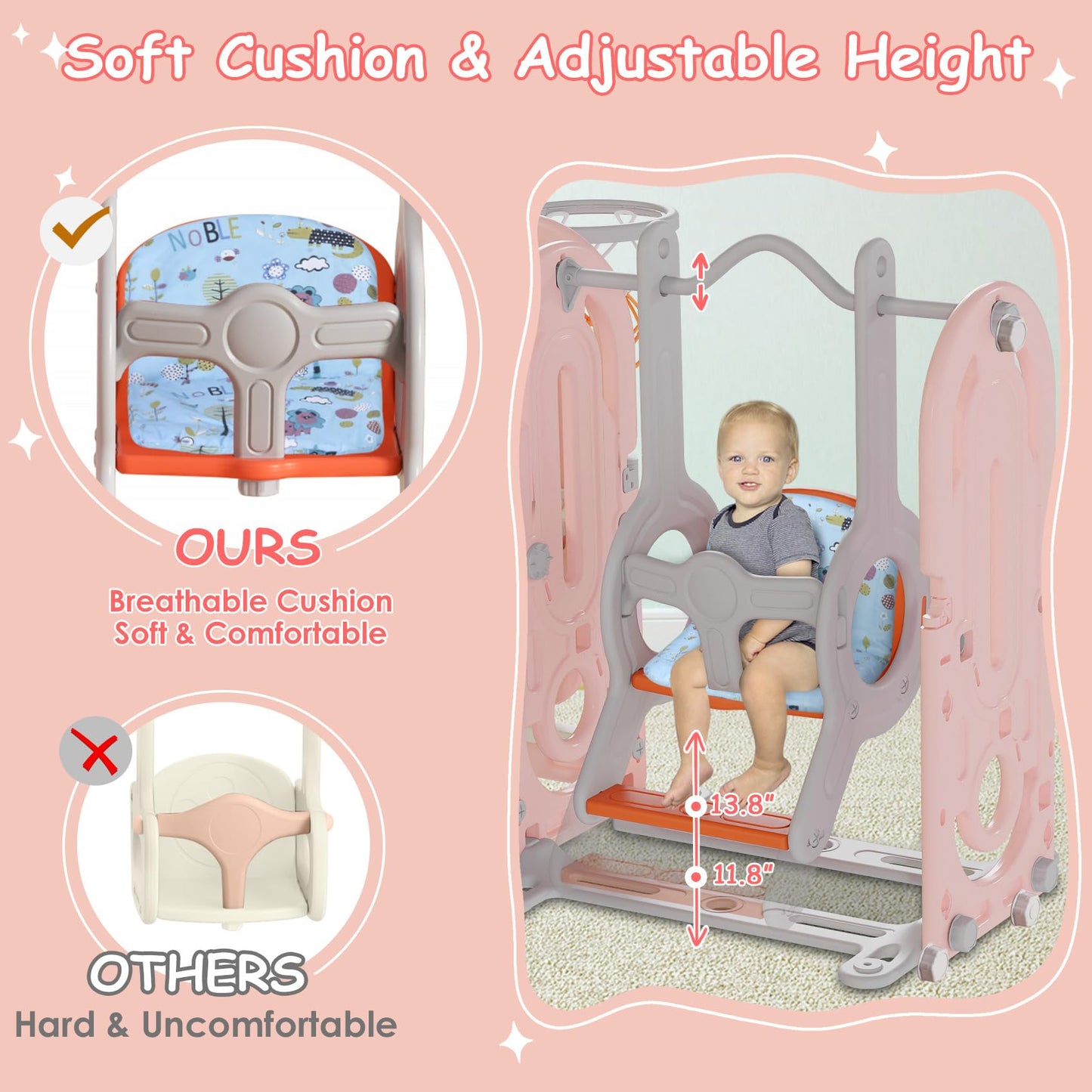 5-in-1 Toddler Slide and Swing Playground