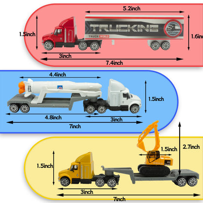 Die-Cast Toy Truck with Rocket and Excavator