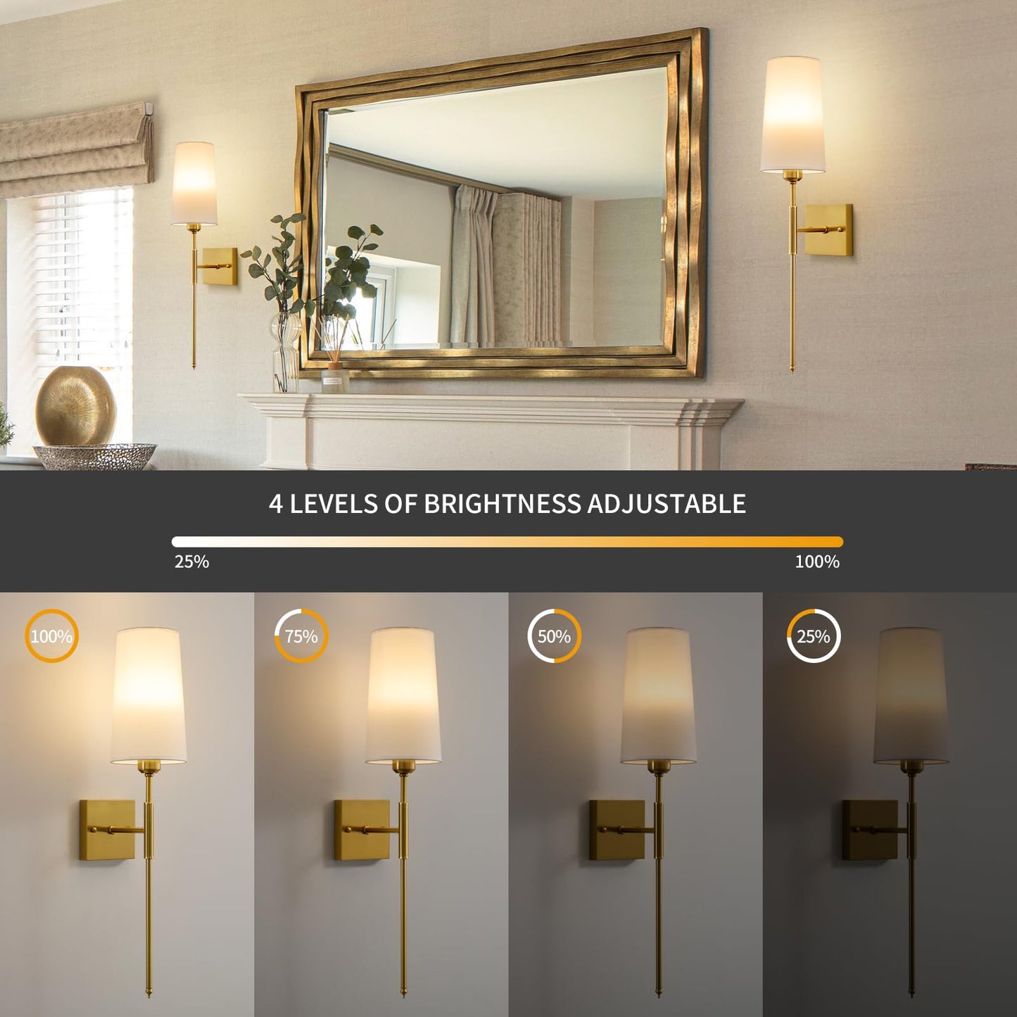 Rechargeable Wireless Wall Sconces with Remote Set
