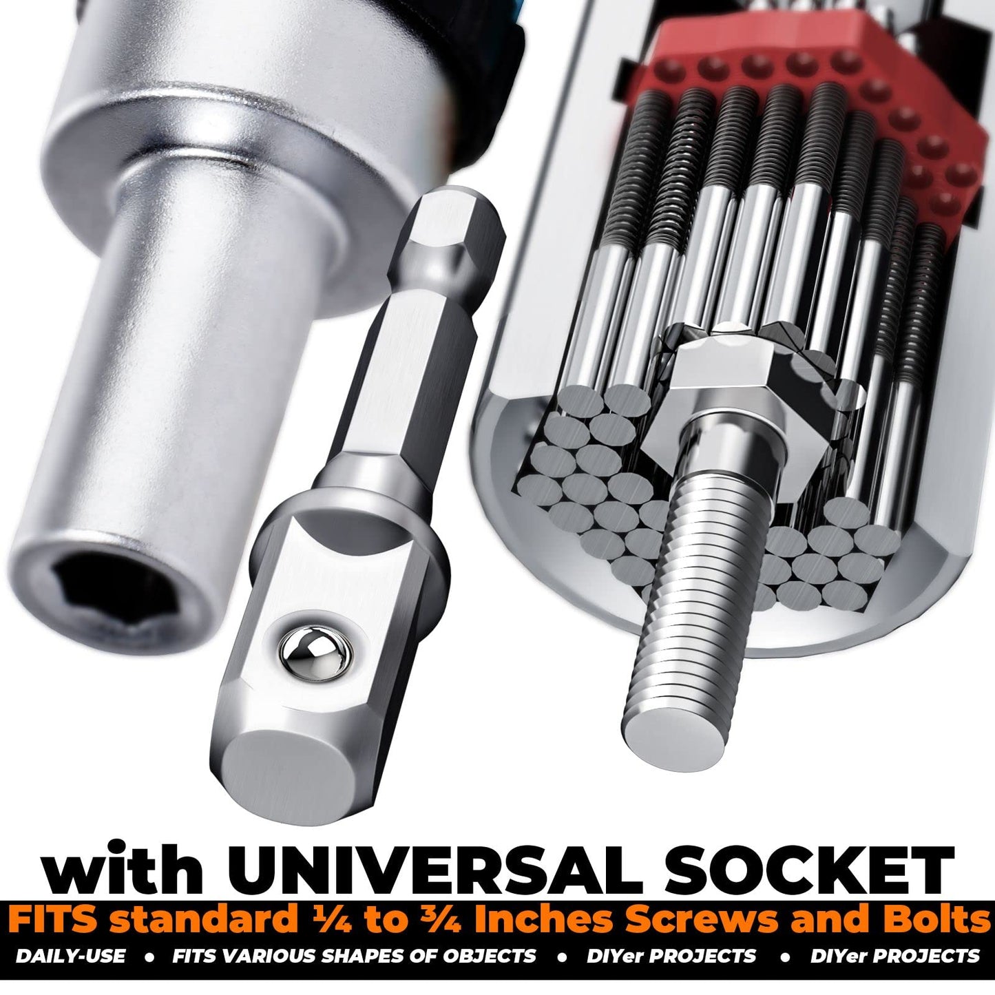 Universal Socket Tool Set with Ratcheting Screwdriver
