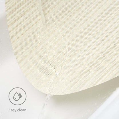 FunWheat Placemats Set of 8 Vinyl Washable Place Mats for Dining Table Durable Plastic Woven Round Table Mats 15 inches Easy to Clean (Round Beige, 8pcs)