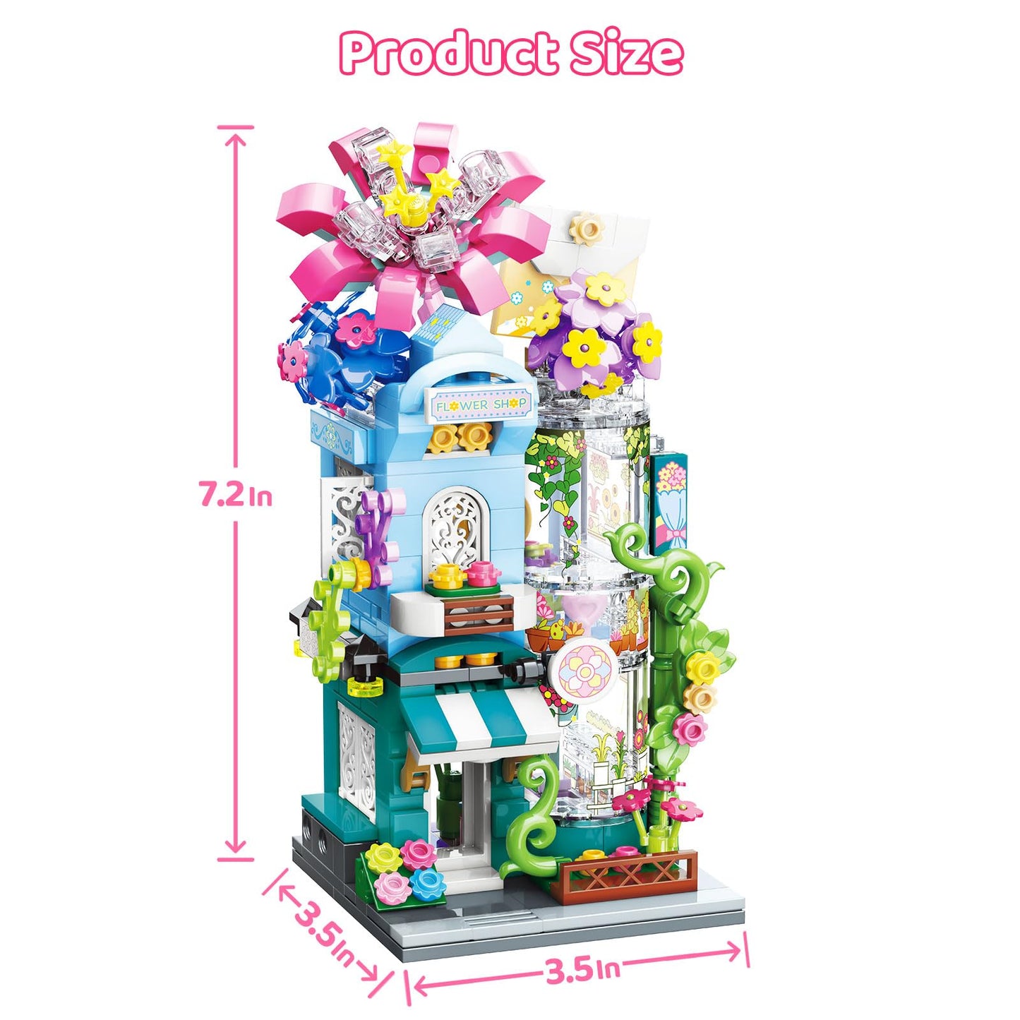 FUN LITTLE TOYS Friends Flower Shop House Building Set, City Street Florist Garden Creative Gifts for Kids Girls Boys Ages 6+ Mini Blocks (356Pcs)