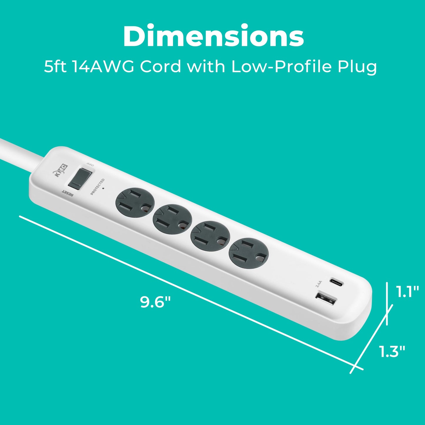 KMC 4-Outlet Surge Protector with USB Ports