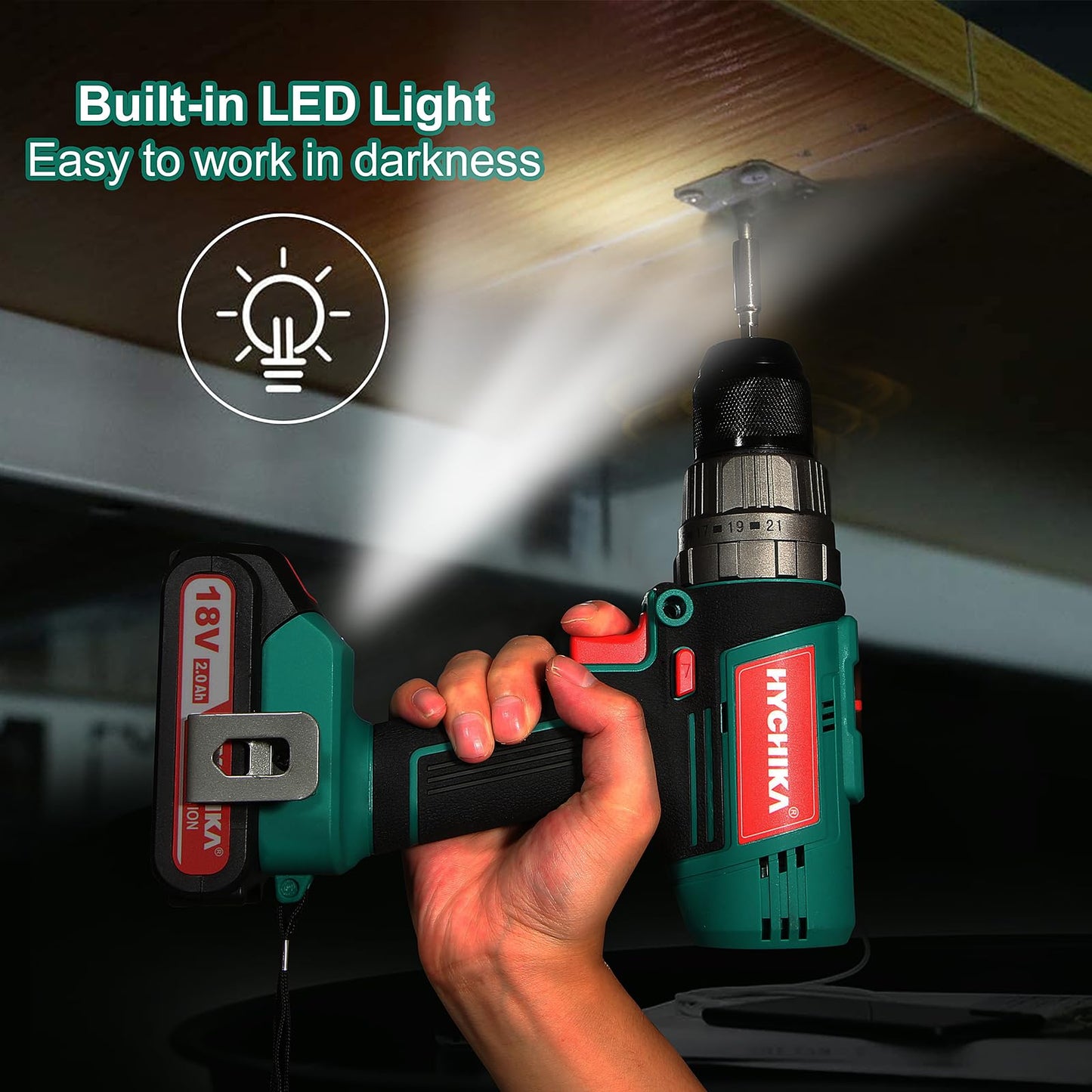 18V Cordless Hammer Drill With Bit Set
