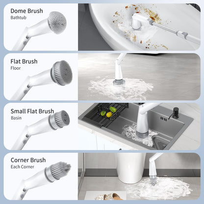 GROMCLIP Electric Spin Scrubber with 8 Heads