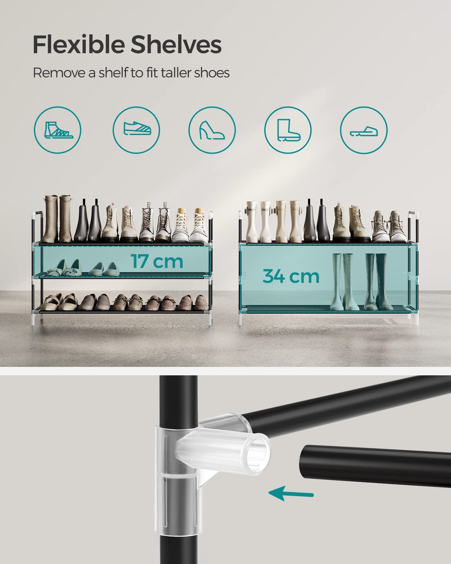 3-Tier Shoe Rack for Hallway Storage