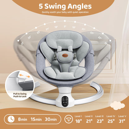 Electric Baby Swing with Bluetooth & Lullabies