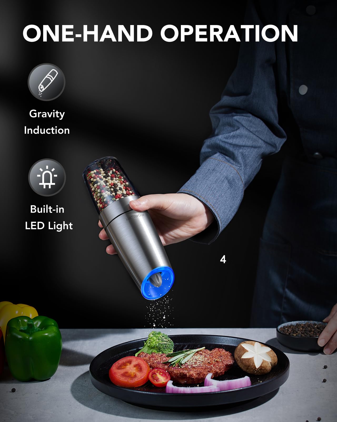 FORLIM Electric Salt and Pepper Grinder Set