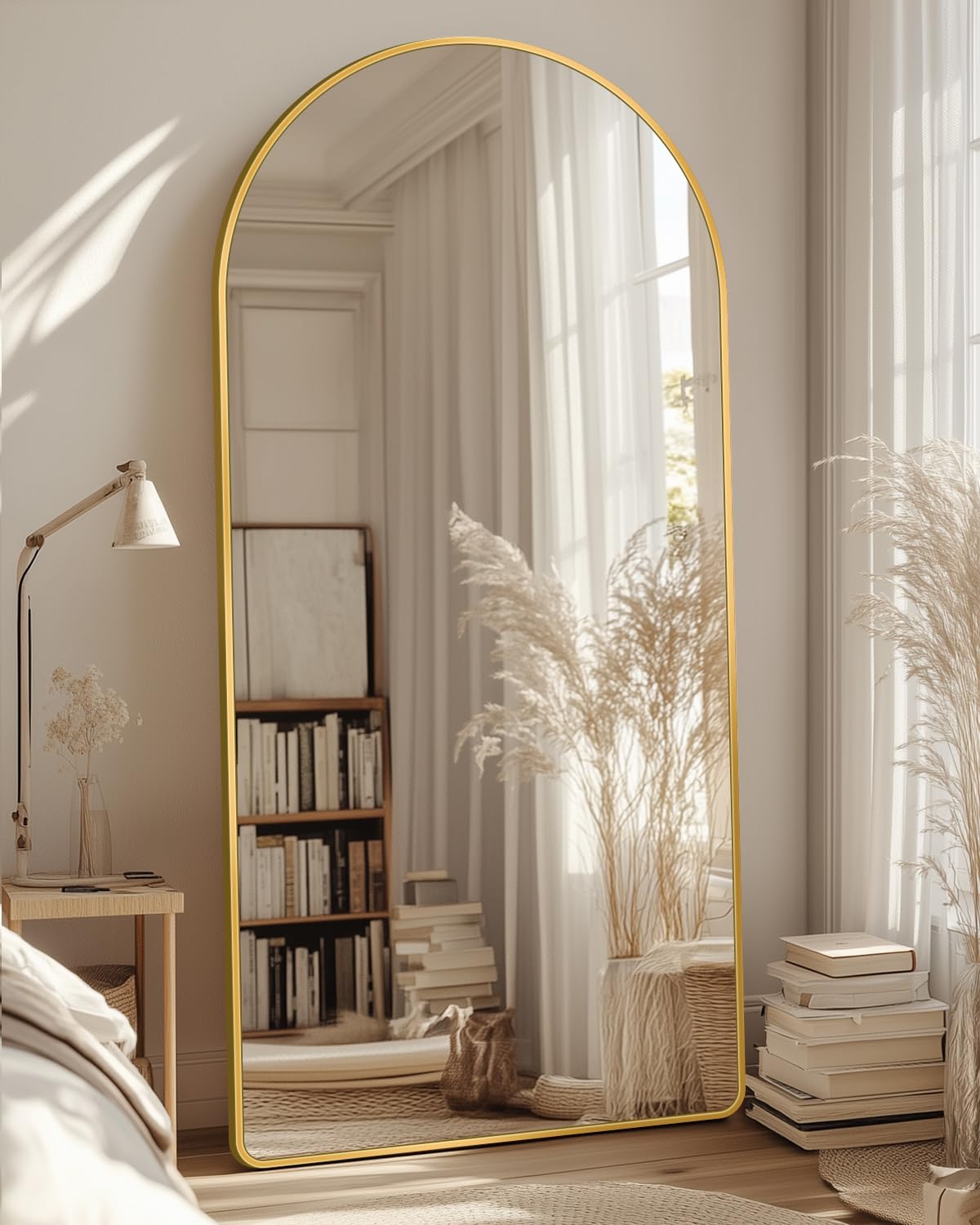 Arched Gold Full Length Floor Mirror 58"x21"