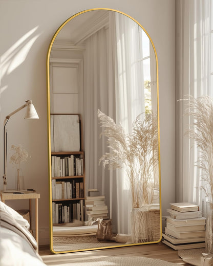 Arched Gold Full Length Floor Mirror 58"x21"