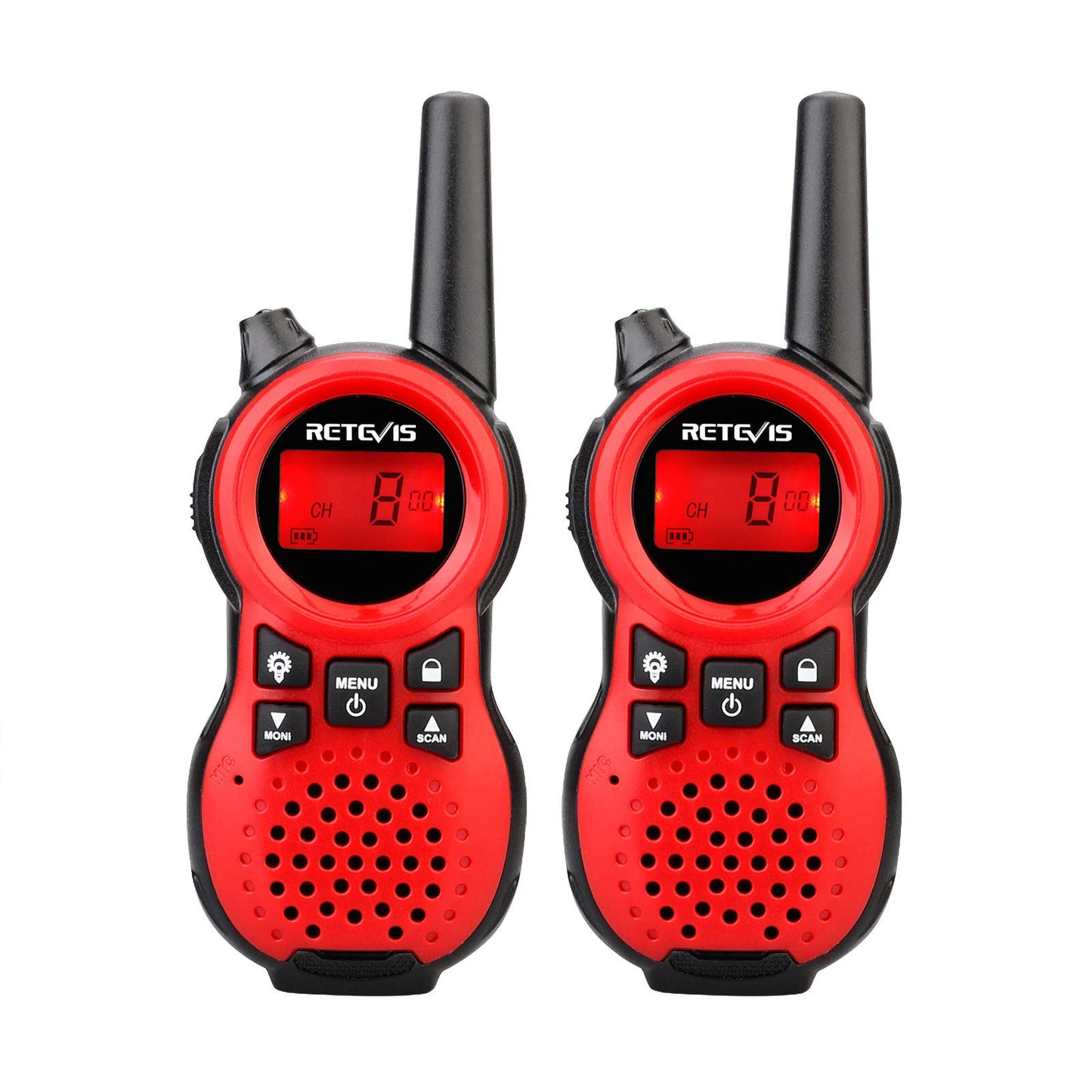 Retevis RT38 Walkie Talkies, Long Range 2 Way Radio, Portable Handheld Radio, Mini USB Port Flashlight, Walkie Talkie for Adults, for Outdoor Camping(Red 1 Pair)