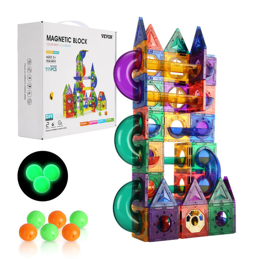 111-Piece VEVOR Magnetic Tiles Construction Game Kit
