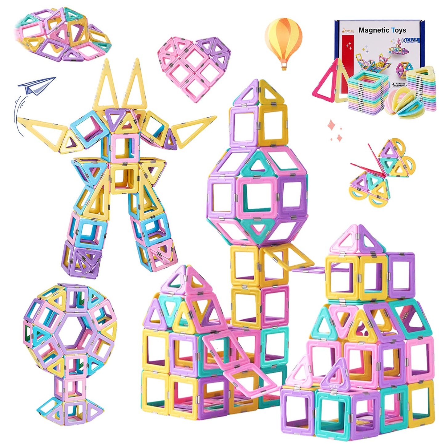 Magnetic Building Tiles Set for Kids 3-8 Years