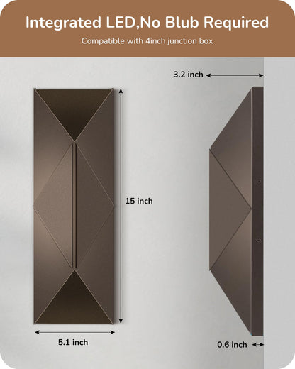 2 Pack EDISHINE Up Down Outdoor Wall Lights