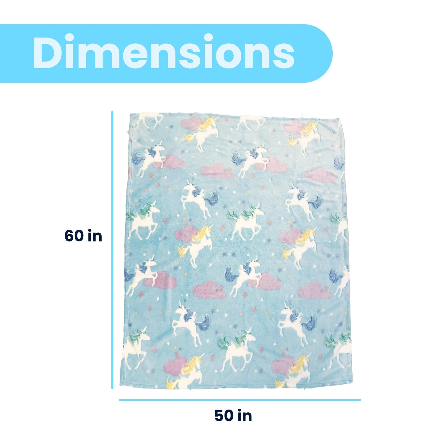 Glow in The Dark Blanket, Super Soft Blanket to Build Night Routine for Kids, Blanket That Doesn't Pill, Fray, or Fade, Comfortable Toddler Blanket for Boys and Girls, Unicorn Design