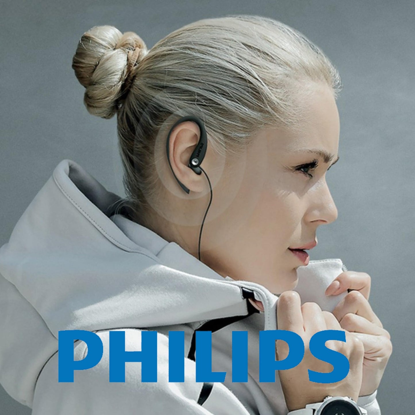 PHILIPS Flexible Earhook Headphones, Black