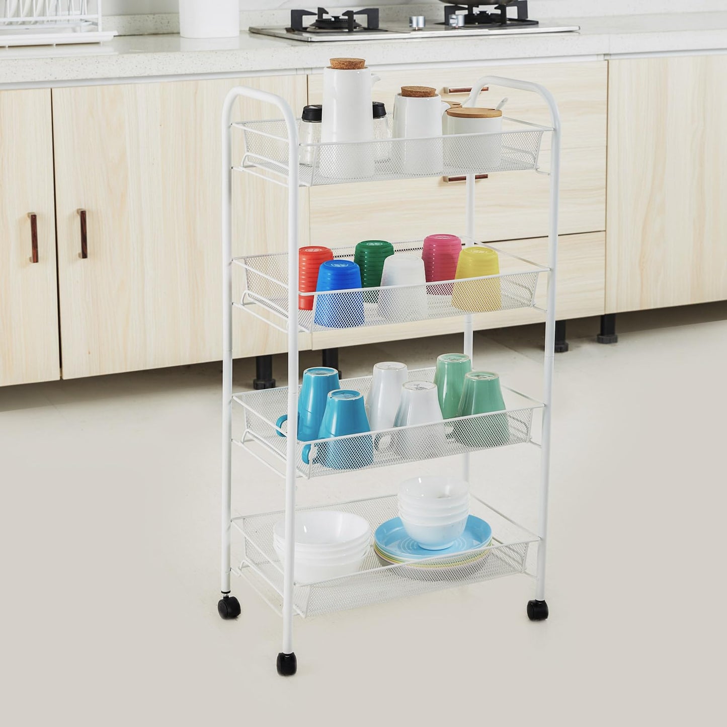 SUBMARINE 4-Tier Rolling Storage Cart with Wheels