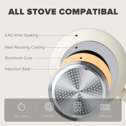 Velosan Nonstick Frying Pans Skillet, PFOA Free Cookware Aluminum Pans for Cooking All Stoves Compatible Induction Compatible 9.45/10.25/11 inch (10.25'' with Lid)