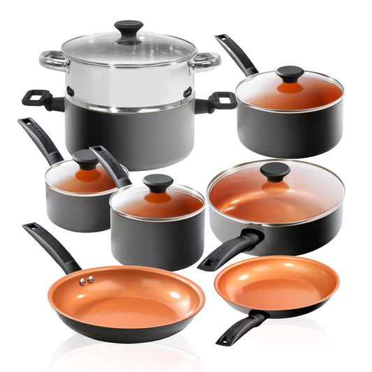Gotham Steel Pro 13 Piece Pots and Pans Set Non Stick Cookware Set, Hard Anodized Cookware Sets, Pot and Pan Set, Kitchen Cookware Sets, Non Toxic Ceramic Cookware Set, Dishwasher Safe……
