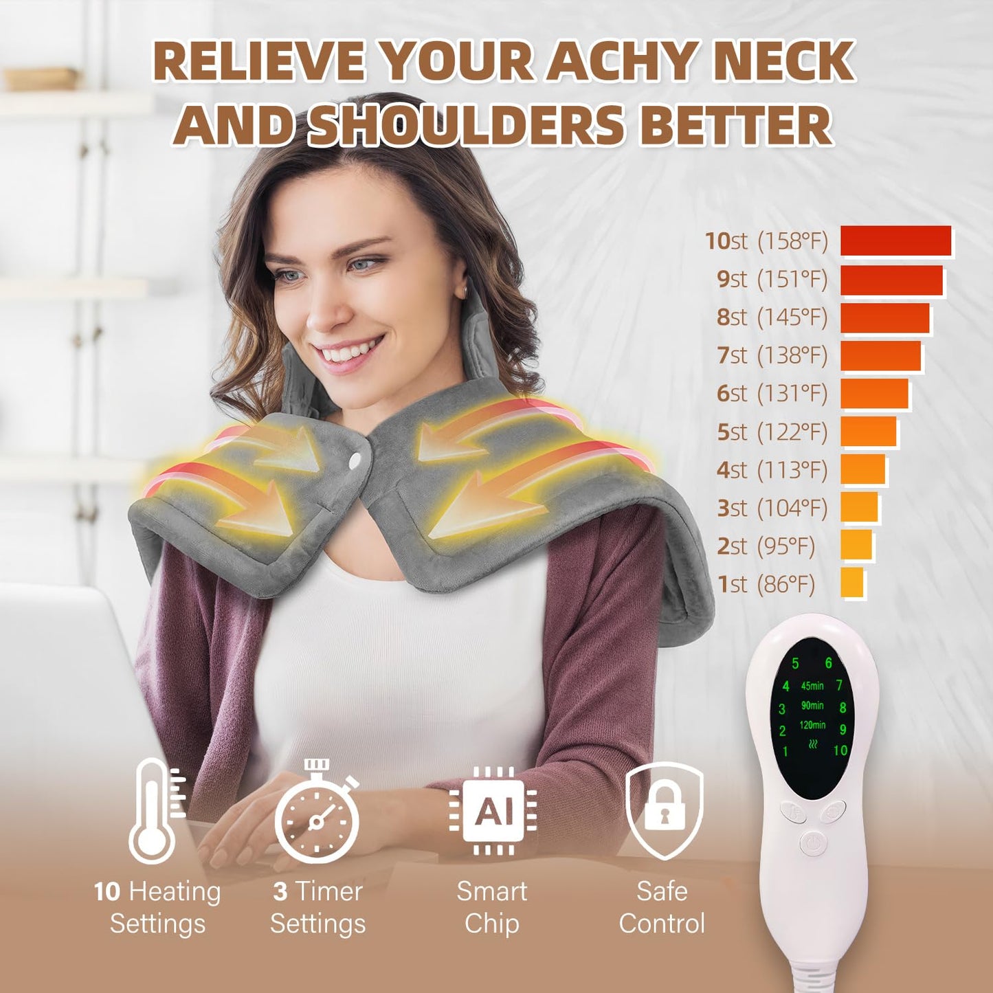 Weighted Electric Heating Pad for Neck Relief