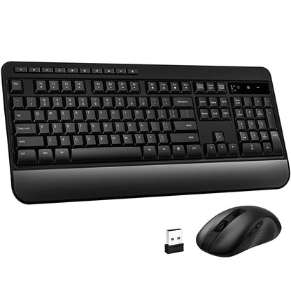 VEILZOR Wireless Keyboard and Mouse Combo, Full-Size 2.4G Ergonomic Computer Keyboard with Wrist Rest, 12+10 Multimedia Hotkeys, 4-Level 2400 DPI Wireless Mouse for Laptop/PC/Desktop,Windows/Mac OS
