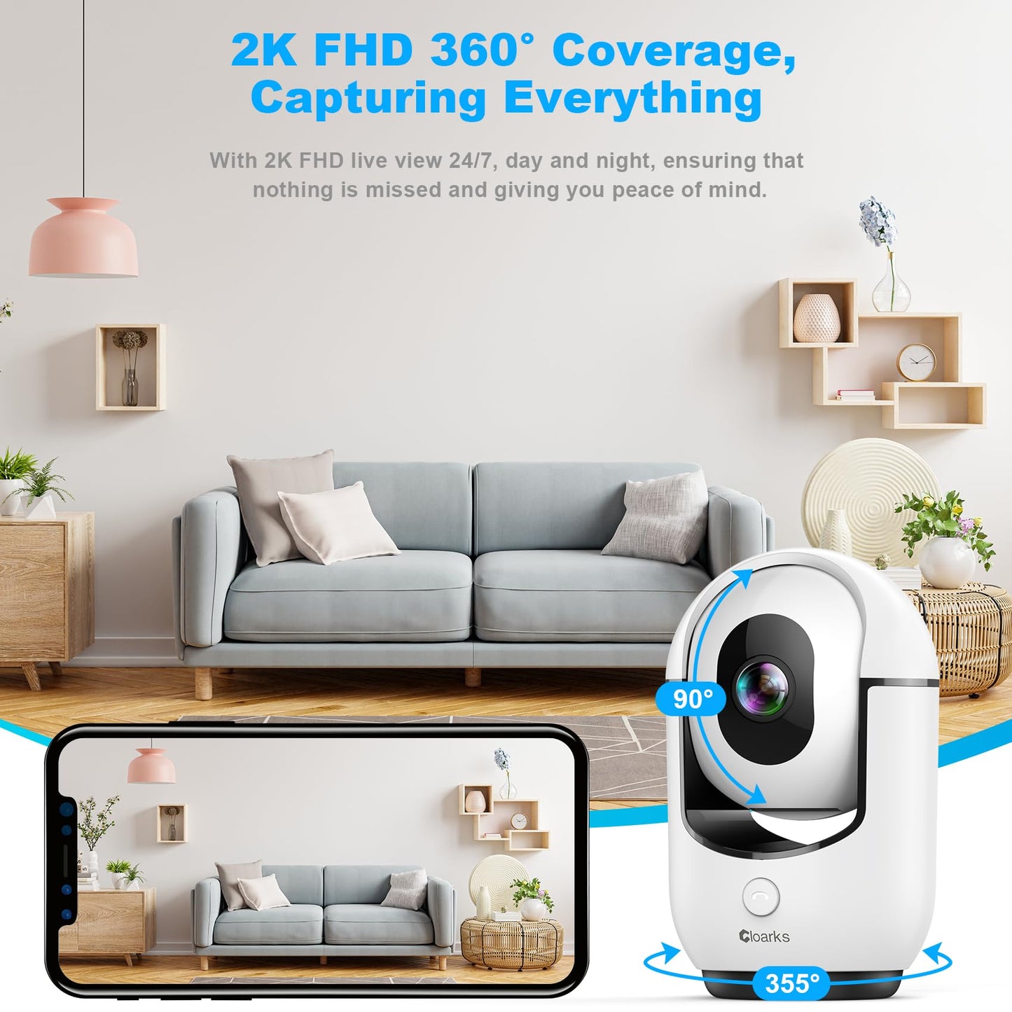 2K WiFi Security Camera with AI Motion Detection