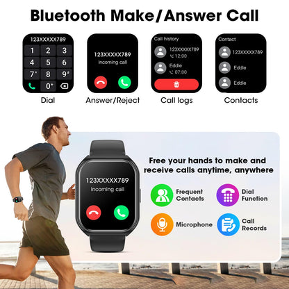 Joautrial Smart Watch for Men Women, 1.85" HD Smartwatch (Answer/Make Call),Activity Fitness Tracker with Heart Rate Sleep Monitor Pedometer,100+ Sport Modes, Fitness Watch for Android iPhone (Black)