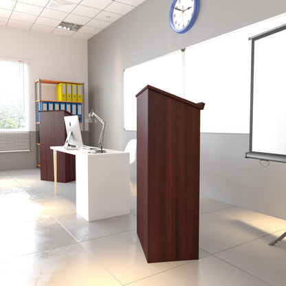 Flash Furniture Mysta Stand-Up Lectern in Mahogany