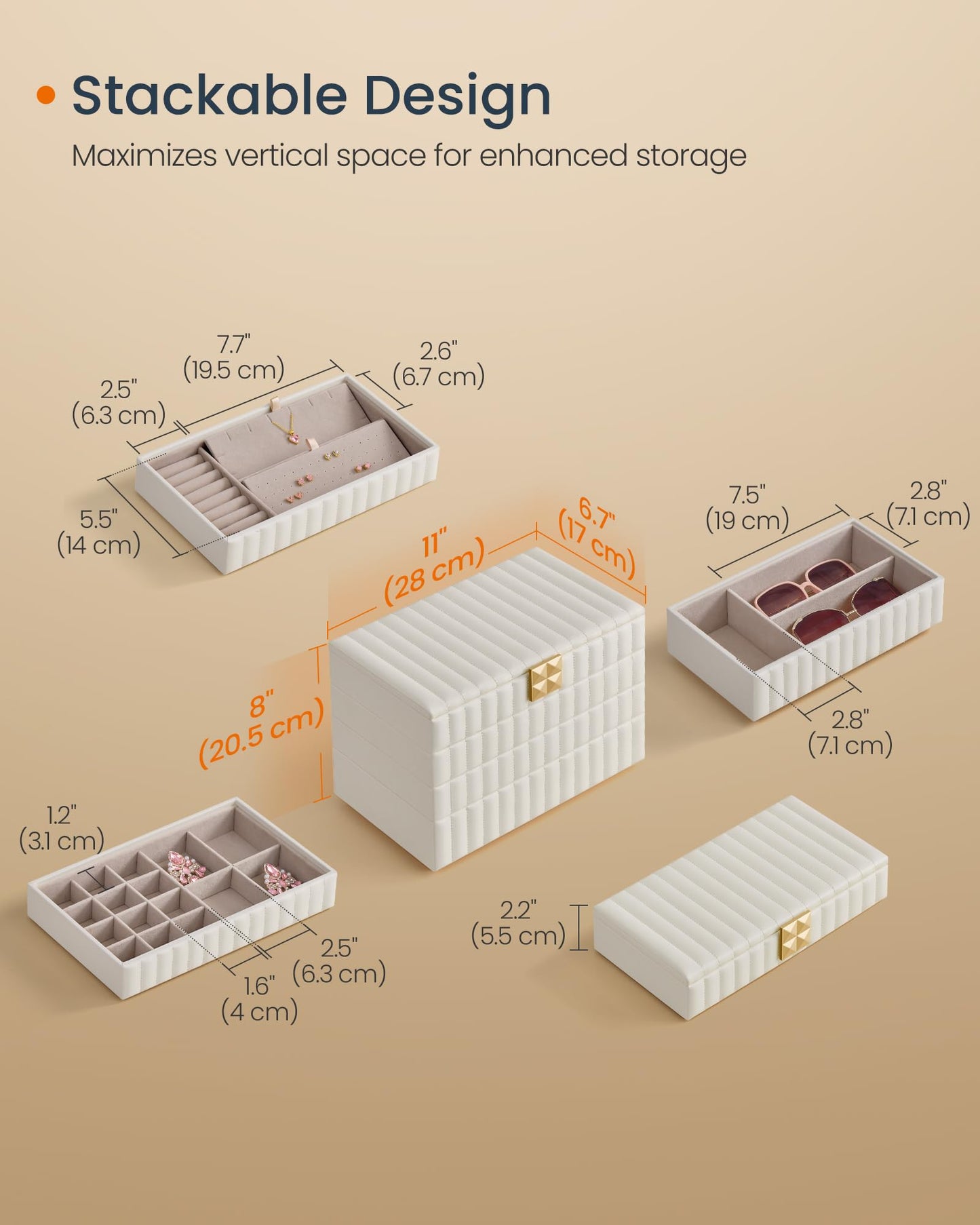 SONGMICS 4-Tier Stackable Jewelry Storage Organizer
