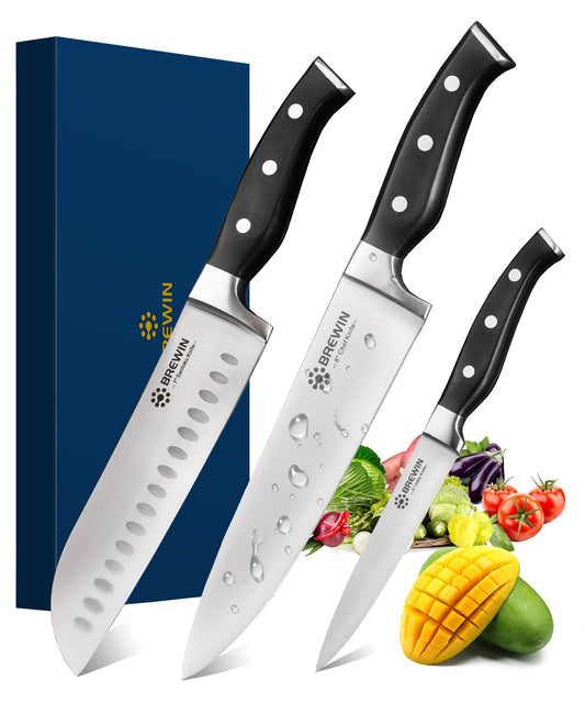 3PC Chef Knife Set by Brewin - High Carbon Steel