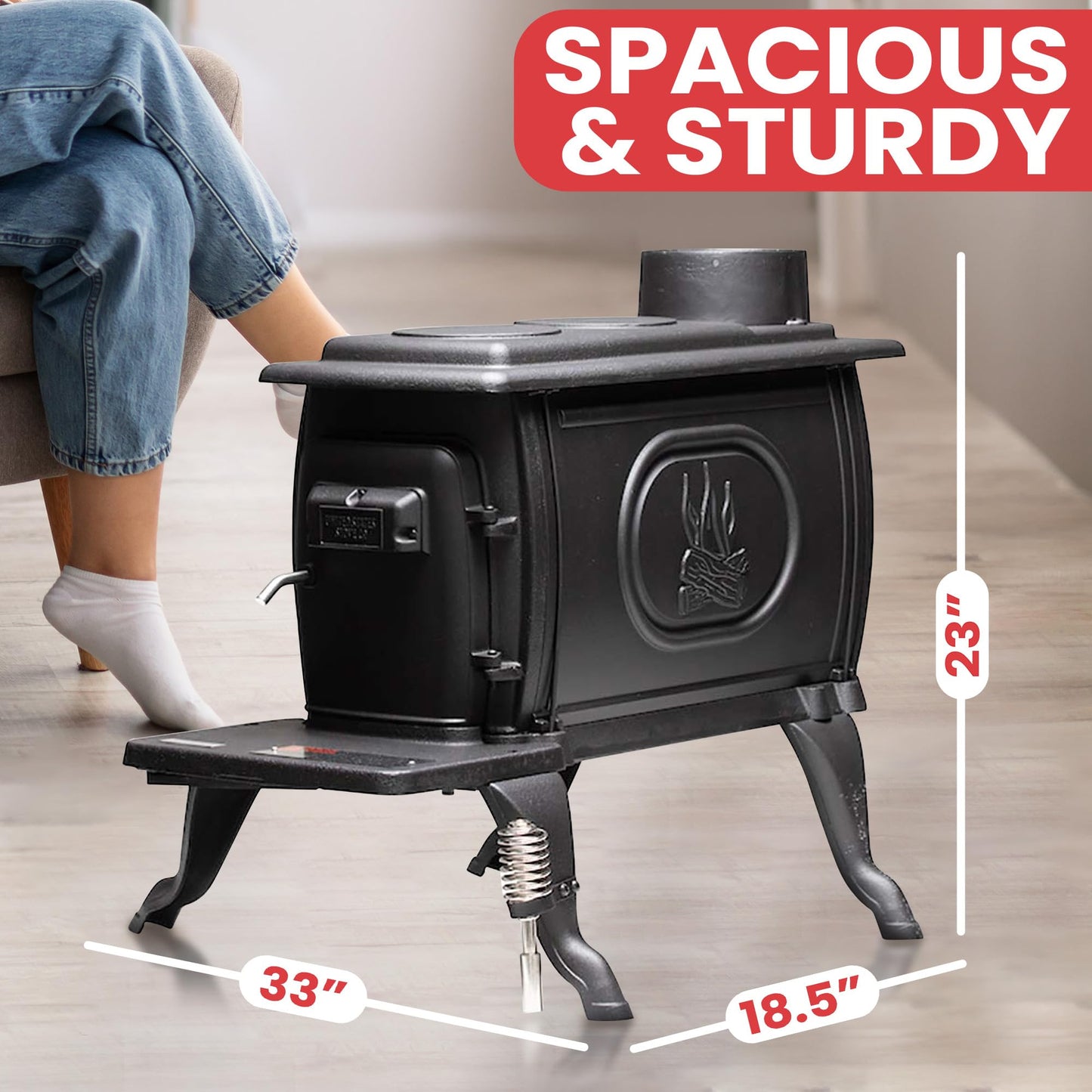 US Stove Cast Iron Wood Stove with Handle