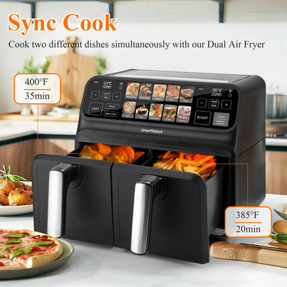 ChefRobot 8QT Dual Air Fryer with TFT Screen
