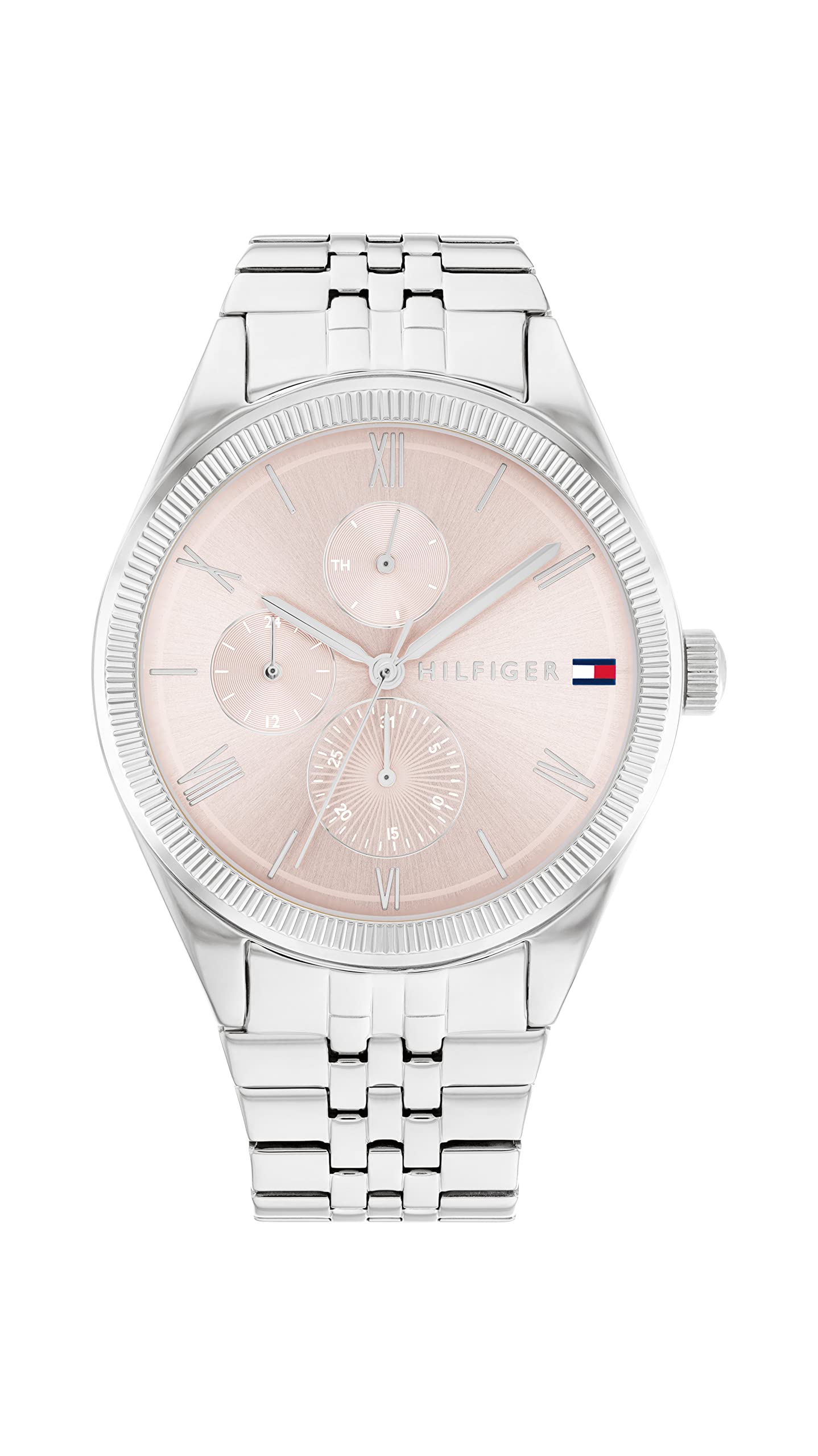 Tommy Hilfiger Women's Multifunction Stainless Steel Case and Link Bracelet Watch, Color: Silver (Model: 1782590)