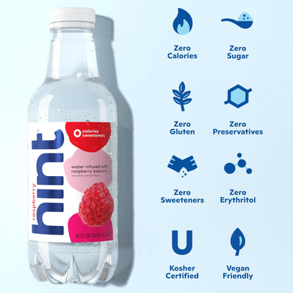 12 Pack Hint Raspberry Flavored Water Beverages