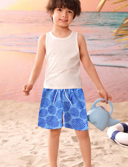 aichilra Boys Swim Trunks with Boxer Brief Liner Compression Anti Swimming Shorts Stretchy Quick Dry Blue Shell 7-8T