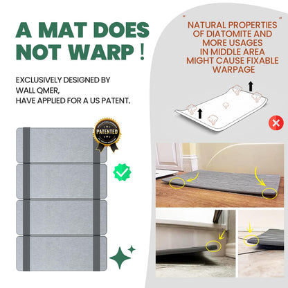 WALL QMER Foldable Stone Bath Mat, Fast Drying and Non-Slip Natural Diatomaceous Earth Mat, Multifunctional Eco-Friendly Stone Mat for Bathroom, Kitchen, 24.50" x 15.35", Light Gray